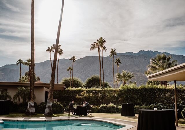 The epitome of Palm Springs is this view right here ⛰🌴 Not to mention one of my favorite #palmspringsweddingvenue - Frank Sinatra Twin Palms Estate 👏🏼👏🏼 | Photo: @zachandrosalie | Planning & Design: @gabrielapilarevents | Rentals: @sigpartyrentals