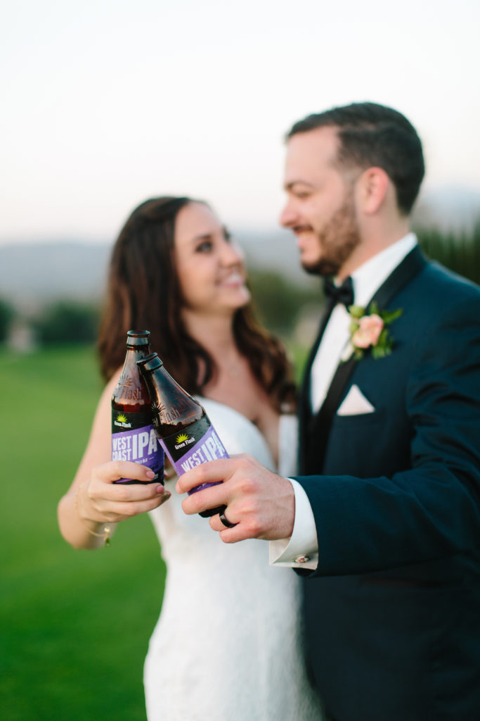Bride and groom beer